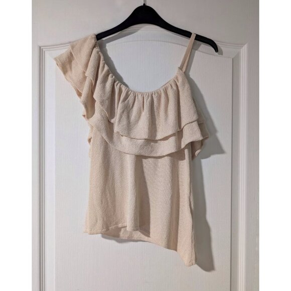 NEW Zara | Asymmetrical Ruffle Knit Top in Ecru - Picture 2 of 8